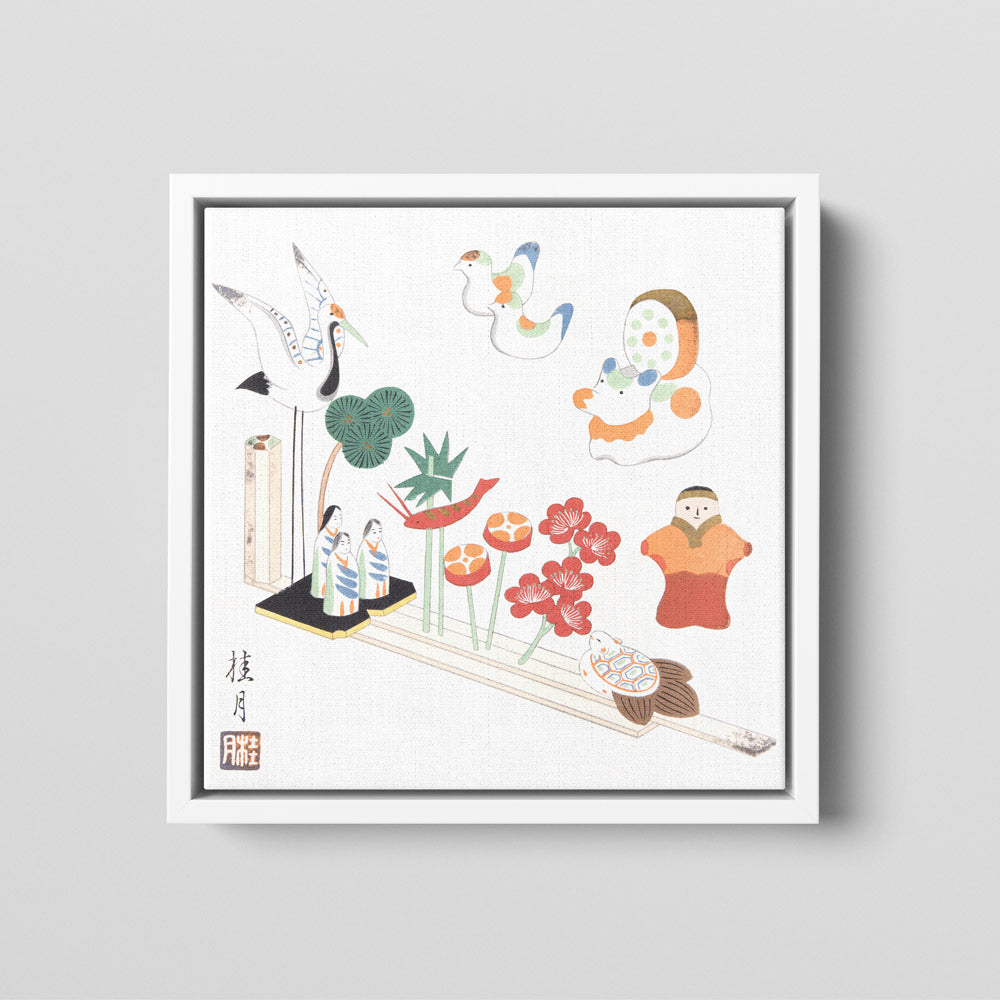 Toile encadrée Jouets Japonais -  1913 —Cadre Blanc