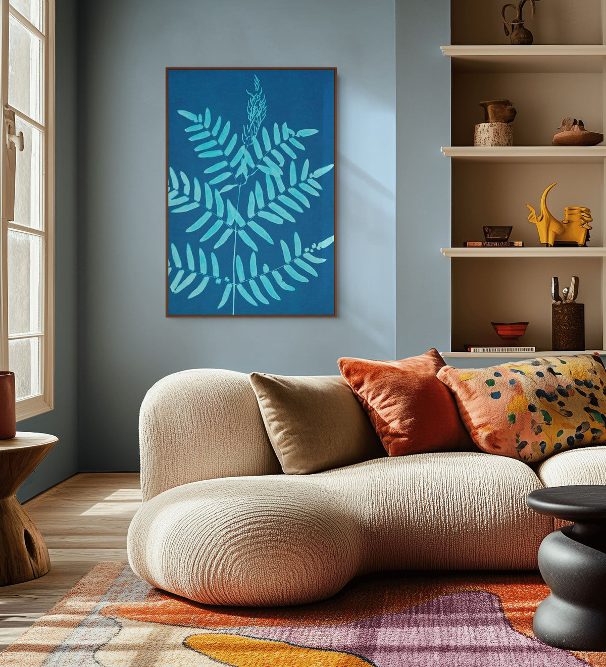 Fougères | Cyanotype - 1890 - Ella J. C. Hurd | Art encadré flottant sur toile premium