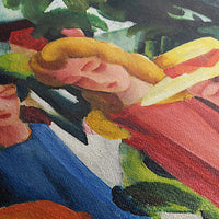 Détail texture toile giclée — Quatre Filles, August Macke, 1912