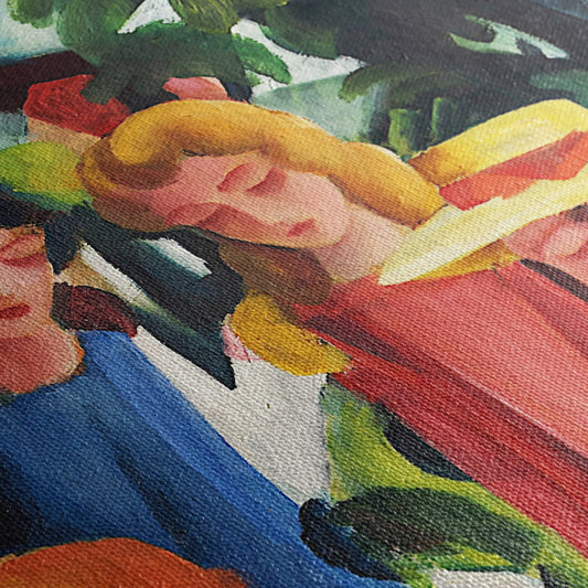 Détail texture toile giclée — Quatre Filles, August Macke, 1912