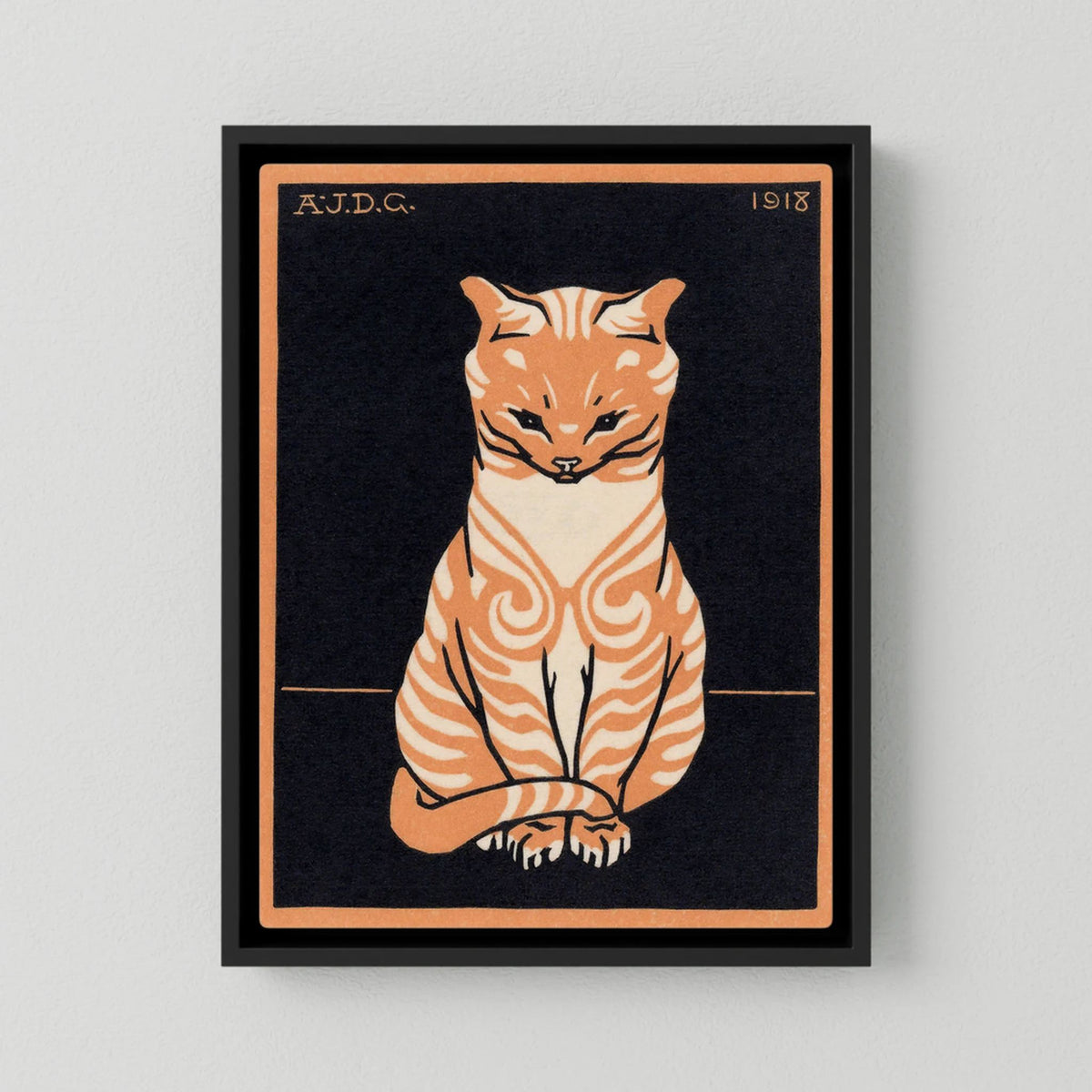 Chat assis - 1918 - Julie de Graag | Art encadré flottant sur toile 
