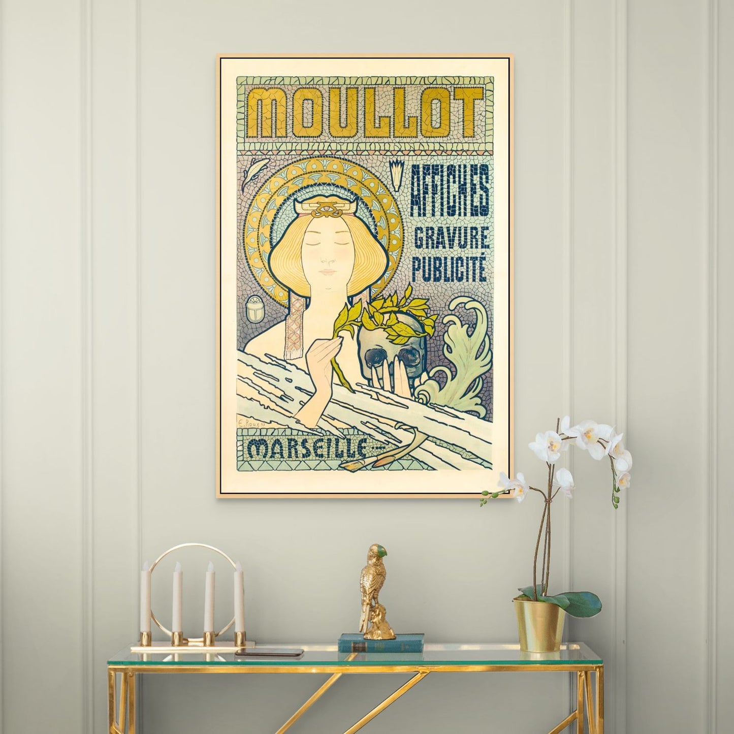 Moullot Marseille, E. Roux 1900 — toile encadrée en décoration intérieure