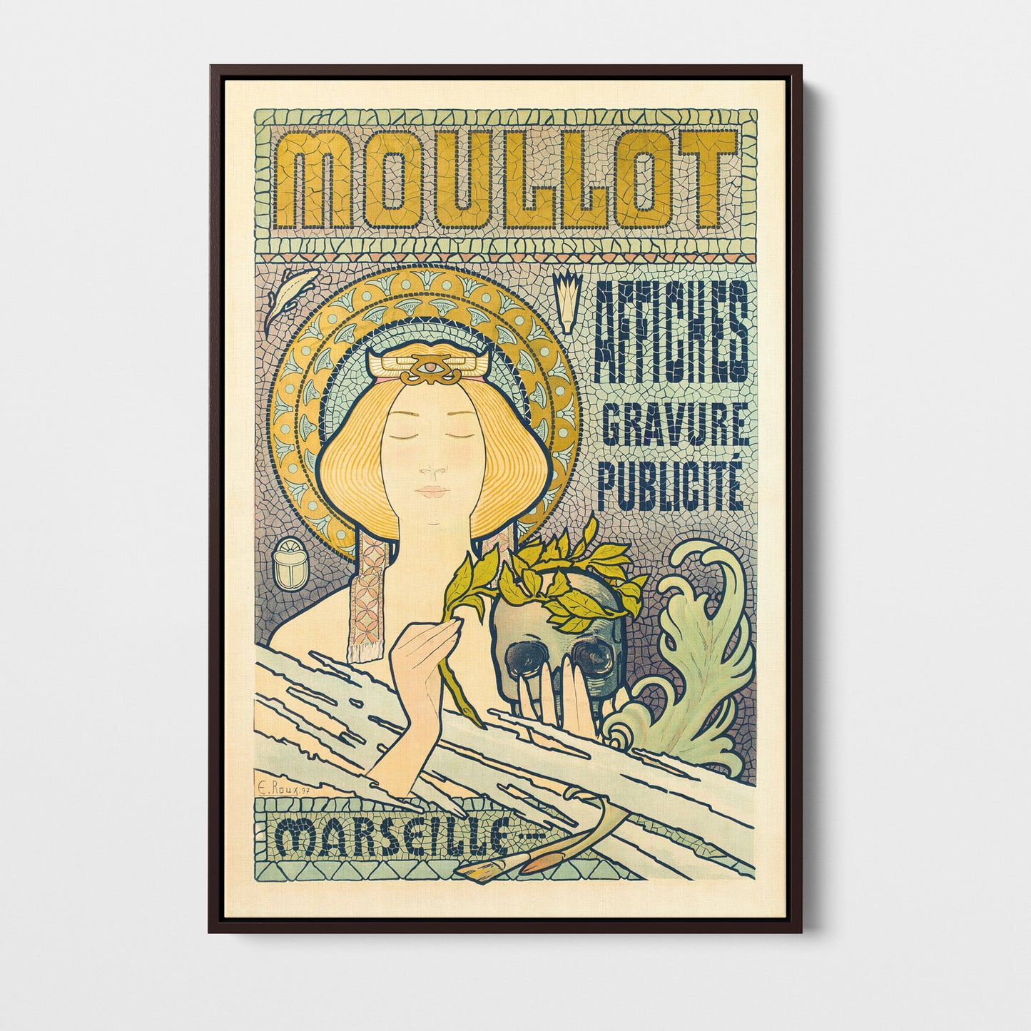  Moullot Marseille, E. Roux 1900 — toile encadrée cadre noir