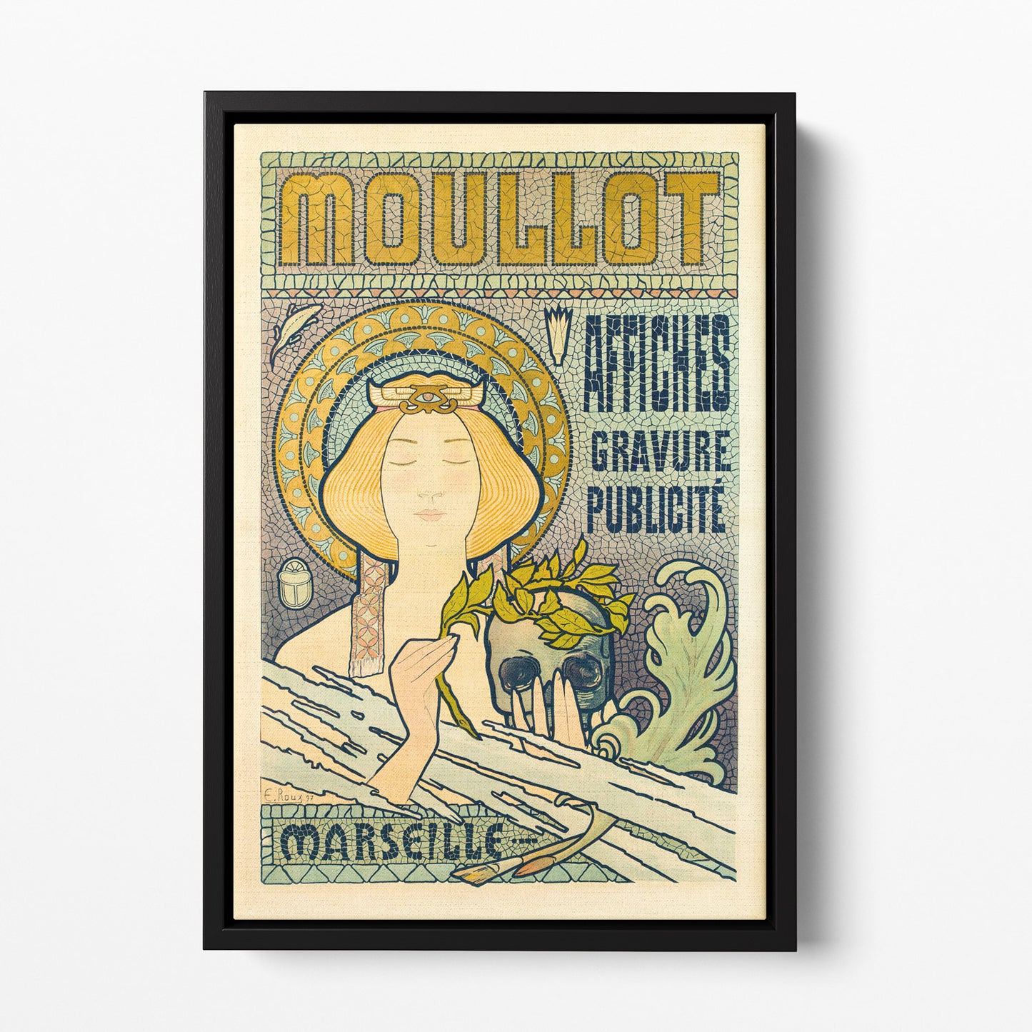  Moullot Marseille, E. Roux 1900 — toile encadrée cadre noir