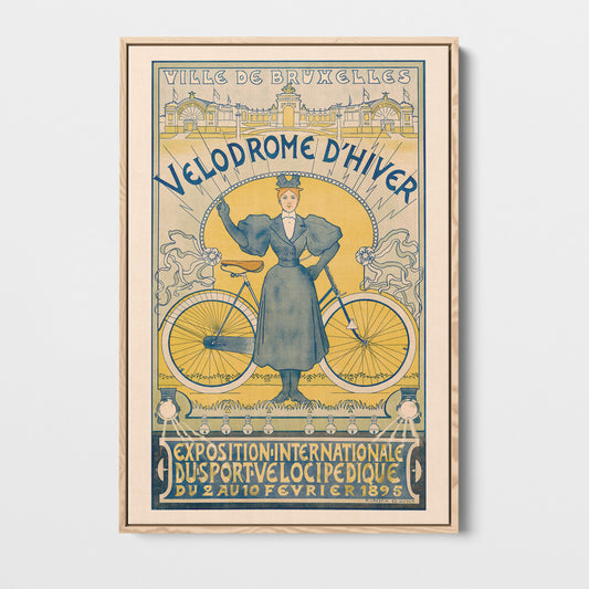 Vélodrome d'Hiver Bruxelles, Crespin 1895 — toile encadrée cadre bois naturel