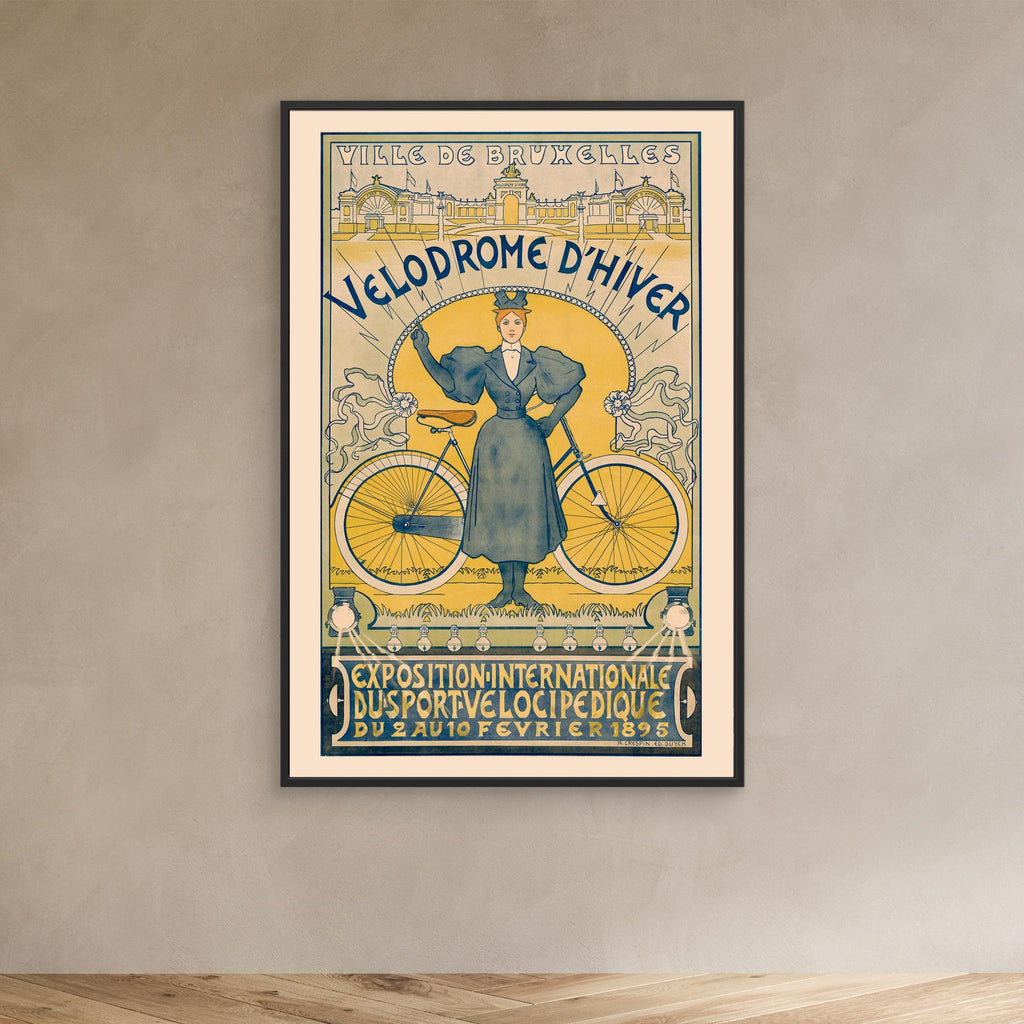 Vélodrome d'Hiver Bruxelles, Crespin 1895 — toile encadrée cadre noir